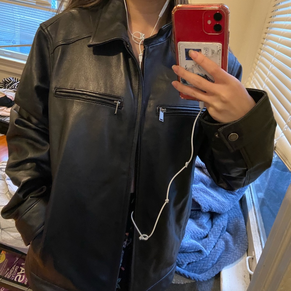 Boston harbour 100% lamb black leather jacket